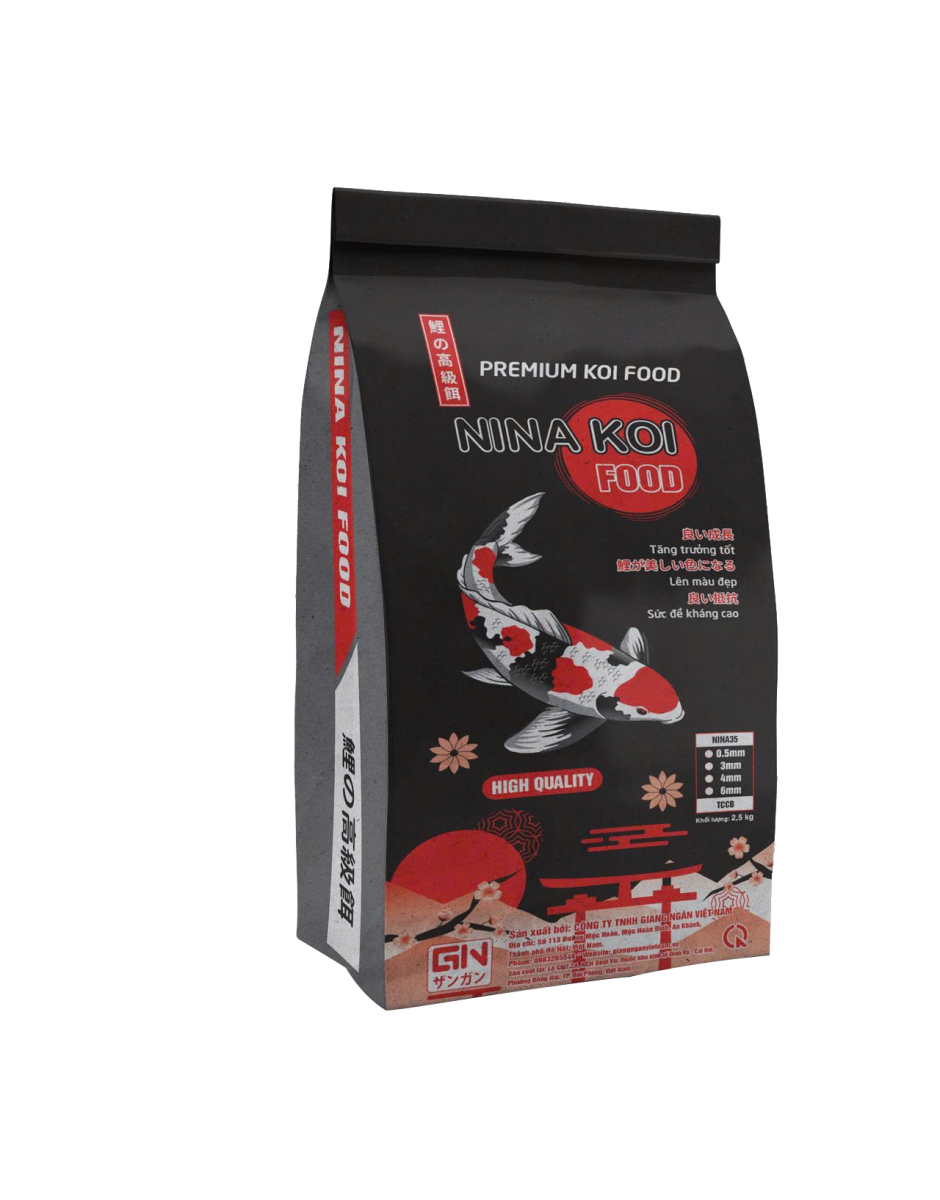 5 kg cám cá koi NinaKoi (35% PROTEIN) Bao đen 2 trong 1