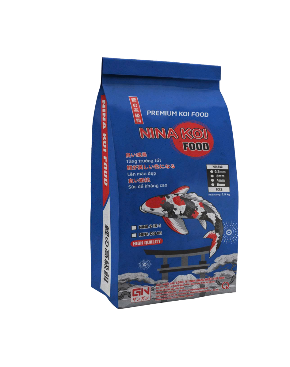 5 kg cám cá koi NinaKoi (40% PROTEIN) Bao xanh siêu tảo